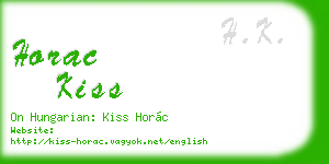 horac kiss business card